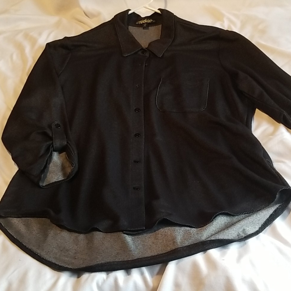 Soft, denim-like, button up blouse
